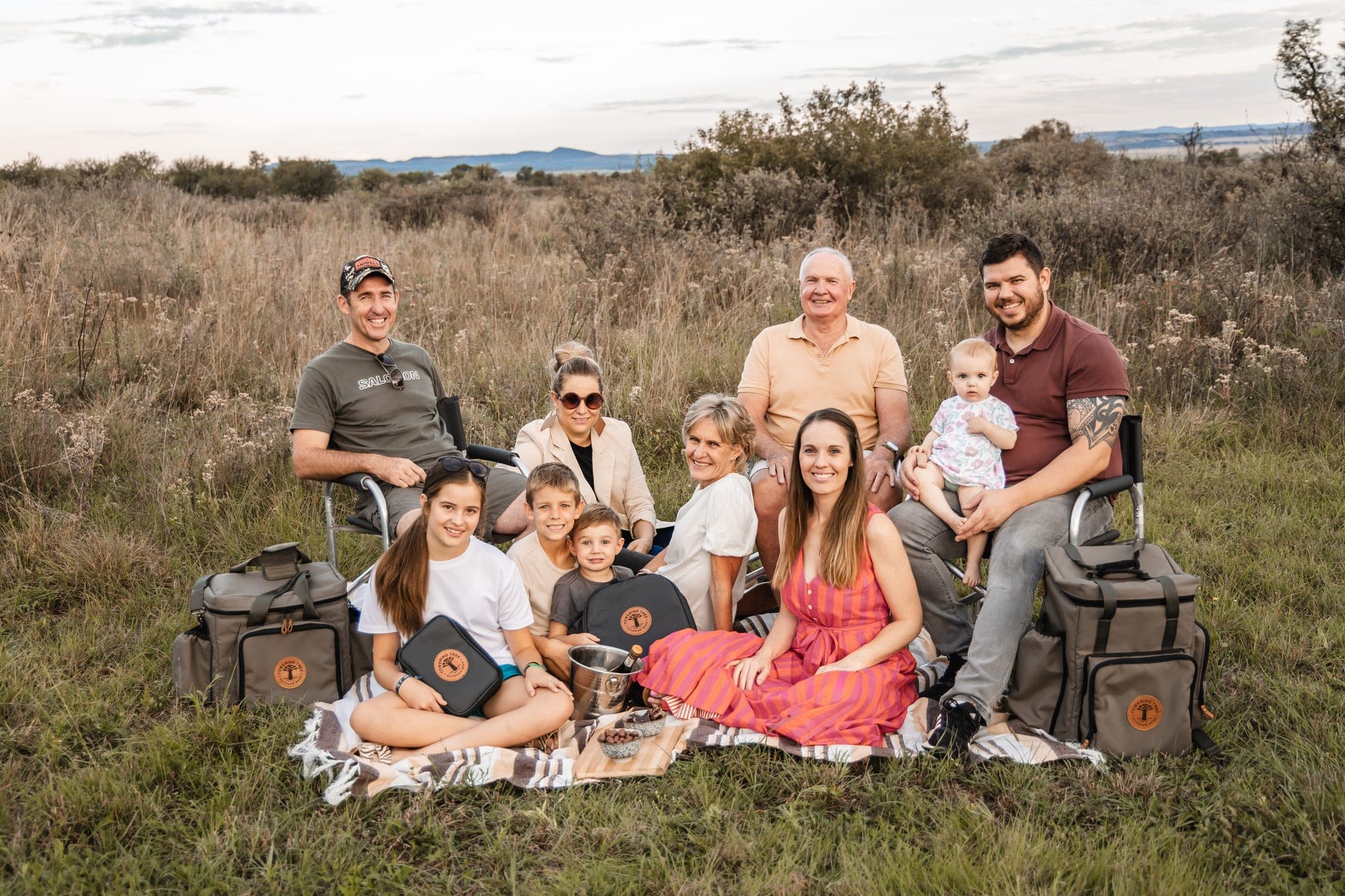 Family enjoying the outdoors with Towering Tree gear