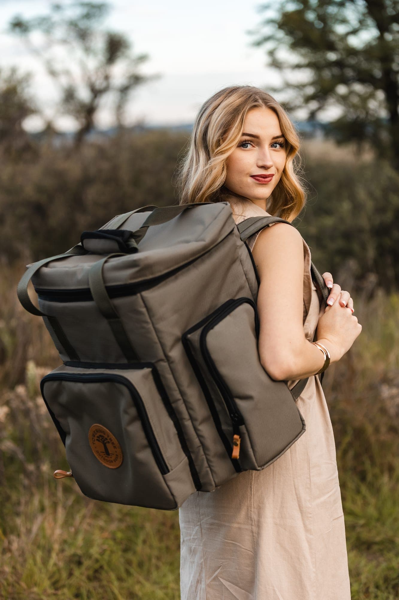 Adventure Cooler Backpack — model wearing pack